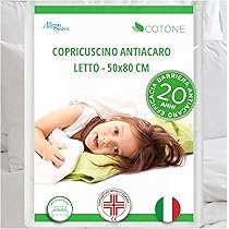 Set Coprimaterasso Antiacaro Singolo 80x190cm + Copricuscino 50x80cm - Barriera 10 Anni, Made In Italy