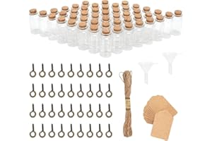 Leiptes 48 Pezzi Mini Bottiglie di Vetro con Tappo Sughero 25 ml Barattolo Vetro Tappo Sughero, Piccole Bottiglie per Messaggi, Provette Vetro al Matrimonio Decorazione per Bomboniere Vasetti Spezie