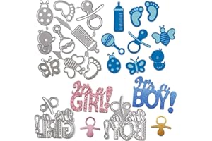 VINFUTUR 11pcs Boy Girl Cutting Dies Baby Shower Metal Embossing Stencil It’s a Boy/Girl Dies DIY Scrapbooking Cards Cutting Dies for Card Making