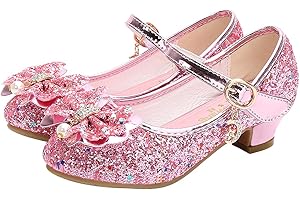 YOSICIL Ragazza Principessa Elsa Scarpe con Tacco Pendenti Scarpe Cristallo Partito Glitter Pumps Scarpe Festive Carnevale Party Costume Accessori Scarpe Halloween Natale Blu,EU26-38