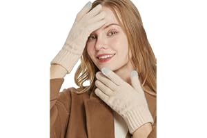 QICEDER Hiver Chauds Tricoté Gants à Ecran Tactiles Tricotés Gants Hiver, Gants Hiver Chaud Tactile Antiderapant Super Doux Gants Tricotés Sport Hiver Gants Vélo Cyclisme Moto pour Femme
