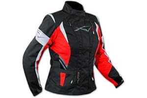 A-Pro Lady Giacca Moto Donna Impermeabile Termica Sfoderabile Protezioni CE Rosso XS