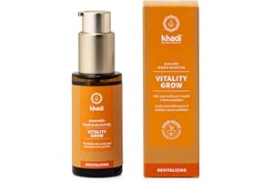 khadi VITALITY GROW Olio per Capelli Ayurvedico, rivitalizza le radici e favorisce la crescita del capello, 100% naturale e vegano, senza siliconi, Cosmetici naturali certificati, 50ml