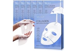 KLLALO Bio Collagen Real Deep Mask 6 Stück - Bio Collagen Maske Overnight, Anti-Wrinkle Lifting Facial Mask, Moisturising Collagen Sheet Mask with Hydrolysed Skin Care