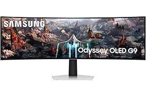 ‎SAMSUNG Samsung Odyssey OLED G93SC Curved Gaming Monitor, 49 Zoll, OLED-Panel, 5.120 x 1.440 Pixel, Freesync Premium Pro, Bildwiederholrate 240 Hz, Reaktionszeit 0,03 ms (G/G), Bildschirmkrümmung 1.800R