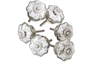 Loberon Kommodengriffe 4er Set Clairefontaine, Feines Bauernsilber, Stimmungsvolles Design, Vintage-Charme, Edler Glanz, Accessoires, Glas, antiksilber