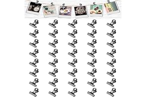 Molain Clips de metal negro de 22 mm, 40 piezas Mini clips de bisagra Clips para fotos Clips de papel Clip multifunción Clips de letras Clips de carpeta para oficina en casa