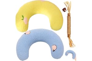 SongBuydn Baldrian Kissen Für Katzen, Katzenminze Kissen, 2 U-förmige Kuschelkissen Und 1 Kauspielzeug, Beruhigendes Katzenkissen Mit Baldrian