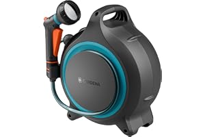 Gardena Portabel Slangbox MoveMatic Slangförvaring: Lätt och bärbar, Utdragbar vattenslang, Platsbesparande förvaring, För be