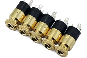 PsmGoods® - Connettore per jack stereo con montaggio a pannello da 3,5 mm Gold 5 Pack