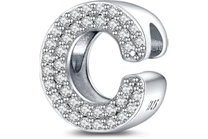 LaMenars Lettre Charm Perles en Argent Sterling 925 pour Bracelets avec Oxyde de Zirconium 5A, Bijoux d'anniversaire Cadeaux Femmes Filles