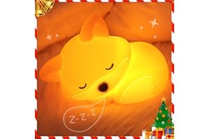 Okayera Fox Night Light for Kids, Cute Silicone Lamp with Rechargeable Dimmable 20 Mins Timer, Kids Bedside Decoration Light, Birthday Holiday Christmas Gifts Idea for Baby Girl Boy Friend
