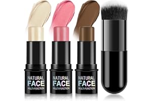 LOPHE Crema Multi-Stick per Contorno, 3 Pezzi Trucco per Guancia, Illuminante Viso e Bronzer Contour, Luminoso per Il Trucco Del Viso (Set A)