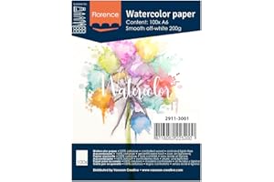VAESSEN CREATIVE Carta per Acquerello Florence Testurizzata 100x - Carta per Pittura ad Acqua A6 - Bianco Sporco - Blocco da Disegno e Libro d'arte per Disegno, Carta Artistica e Acquerello - 200 gsm