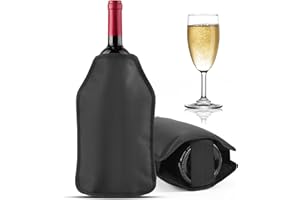 SANROLAX Weinkühltasche Schwarz,Wein Kühlmanschette 22 X 15,5 X 2,1 cm Wasserdichte Flaschenkühler Manschette Partys Ausgehen,Hält Die Temperatur，Bier Sektkühler Manschette