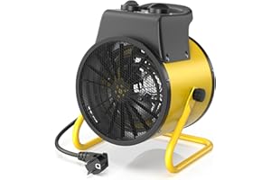 DAHTEC 2000W Chauffage Soufflant - Economique - Radiateur électrique - Chauffage Industriel - Angle Réglable & Thermostat - Idéal pour la Maison, Atelier et la Chantier