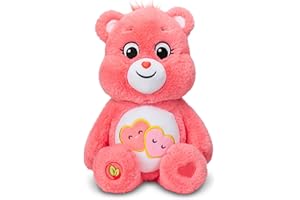 Care Bears - Basic Fun Love-a-Lot Bear Peluche 35 cm – Jouet Doux câlin avec écusson cœur pour Enfants et Fans – Peluche dès 3 Ans