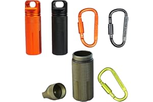 MINVOO 3PCS Pastilleros Mini Llavero Pastillero Portátil Mini Botella de Aluminio Pastillero Mosqueton Llavero Pequeño con Mosquetón Sellado e Impermeable para la Vida Diaria Emergencia y Viajes Sobrevivir