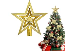 FGTOPBY Glitzer Weihnachtsbaumspitze Stern,Weihnachtsbaum Stern Topper,20 cm Christbaumspitze,Christbaumspitze Baumspitze für Festliche Weihnachten zu Hause Weihnachtsbaum Deko,Gold