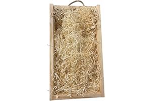 DELIEX DELICIAS DE EXTREMADURA ADRI. Caja de madera para vino con virutas de relleno | 2 Botellas | Tapa corredera en DM y asas para transportar. Medidas de la caja 35 x 21 x 11 cm