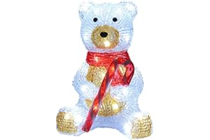 Deuba Osito Acrílico LED 25x17,5x13cm Adorno Figura Decoración Iluminada Navideña Interior Exterior Protección IP44