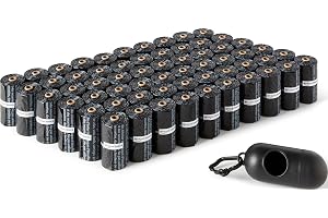 Amazon Basics hundbajs-/avfallspåsar med dispenser och koppelklämma, oparfymerade, 900 påsar (60-pack med 15 påsar)