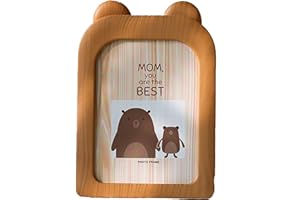 ED-Lumos Cadre photo pour chambre d'enfant, salon, cadeau d'anniversaire, motif ours marron de dessin animé, 17 x 12,2 cm