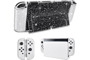 DLseego Coque pour Nintendo Switch OLED Modèle 2021,Coque de Protection à Paillettes pour Switch OLED Console, Transparente