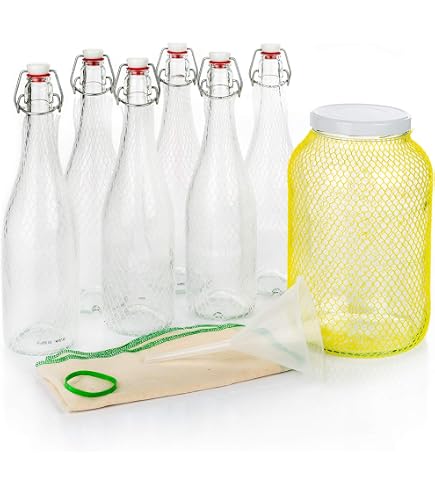 Kit De Fermentation 5L - Bouteille Verre + Bouchon Caoutchouc + Tube - Pour Vin, Liqueurs, Fruits