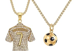 CANRNYACBZ 2 Pezzo Collana In Jersey Numero 7, Collana Pendente Jersey, Collana Di Diamante Numero 7 Bambini Ragazzi Catena Della Clavicola Hip Hop, Regalo Per Gli Amanti Del Giochi Di Palla