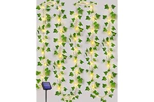 ‎JOYSING Joysing Solar Fairy Lights Outdoor 10 m / 32 ft Solar Ivy Fairy Lights 8 Modes Ivy Artificial Fairy Lights Waterproof Ivy Garland with Fairy Lights for Wall Room Party Garden Decoration Outdoor Warm