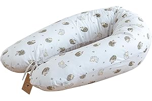LOOLAY Schwangerschaftskissen - Stillkissen 170 cm - Seitenschläferkissen 100% Baumwolle - mit Abnehmbarem Bezug - Schwanger Kissen für Schlafen (Igel)