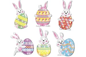 MLLTECH 5D Diamond Painting Sticker Set für Kinder, 6 Stück DIY Karikatur Tiermalerei Tiere Diamant Aufkleber Kit [Diamant bilder für kinder] Diamant Malerei Kits für Aufkleber Farbemädchen Junge Geschenk