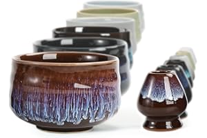TEANAGOO Japanese Ceramic Matcha Bowl with Whisk Holder, 18 OZ. K16, Purple, Chawan Matcha Tea Bowl, Matcha Ceramic Bowl, Tea Bowls for Matcha, Ceramic Matcha Bowl Traditional Ceremonial Accessories