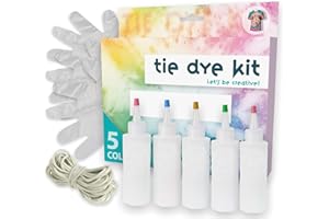 MIJOMA Tie Dye Kit Batik, set di 5 colori per tessuti, con applicatore per bottiglie, guanti, fai da te, colori batik, per magliette e cravatte