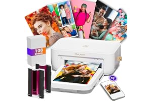 Desktop-Fotodrucker, 10 x 15 cm, mit 108 Blatt Fotopapier und 2 Farbband | Sofortbilddruck
