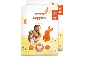 By Amazon Couches Ultra Absorbantes - Taille 2 (3-6kg) - avec canaux - 168 couches (2 paquets x 84) (anciennement une marque Mama Bear, même produit)