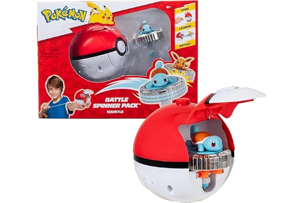 Pokémon Pack de toupies de Combat Carapuce Toupie de Combat avec Lanceur de toupie Poké Ball