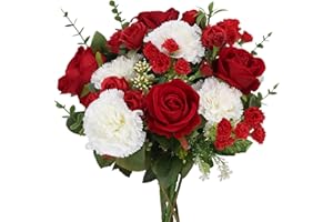 LXYANW Ramos de Flores Artificiales Decoracion, Ramo de Rosas Flores, Rayón de Rosas Hortensia Clavel Ramo de Bodas para la decoración de la jardín del hogar, Ramos de Novia, Día de la Madre