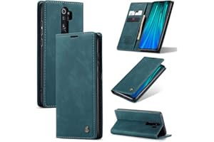 Cracedily Handyhülle für Xiaomi Redmi Note 8 Pro Hülle, Klapphülle Premium Lederhülle Klappbar Flip Case Tasche Magnet Kartenfach Standfunktion Klapphülle Schutzhülle für Redmi Note 8 Pro, Blaugrün
