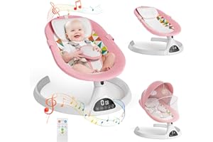 Biebuxo Electric Baby Bouncer,APP Baby Swing Chair Bluetooth Enabled Baby Bouncing Chair with 5 Swing Speed Portable Soothing Baby Chair with Motion & Sounds for Newborn