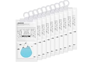 UHOUSEST 10 Pack Wardrobe Dehumidifier Hanging Bags, High Absorbency Moisture Absorbers for Damp, Mould & Condensation, Eco-Friendly Dehumidifiers for Home, Bathroom, Basement, Office & Caravan
