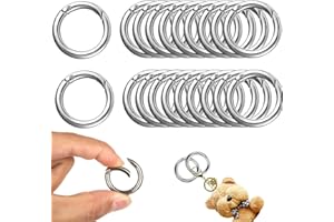 JEYORZY 18 Piezas Mosqueton Redondode Metal, Anillo de mosquetón Redondo, Aleación de Zinc Mosqueton, Ganchos de Resorte Anilla Tórica, para Maletas, llaveros, DIY Manualidades Accesorios, plata