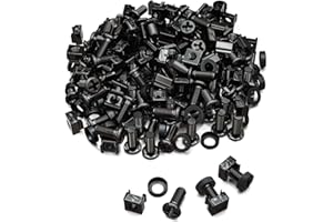 deleyCON 100x Vis et Ècrous à Cages M6 pour Armoires Réseau - Baie de de Serveur 10" & 19" Pouces En Acier - Noir