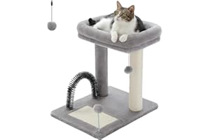 PETEPELA Mały drapak 51 cm z sizalem drapak, podkładka do drapania, piłka do zabawy, pluszowa jaskinia dla kotków, szary