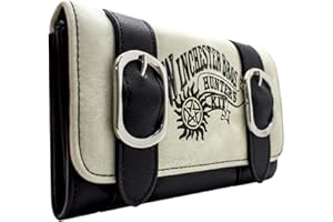 ERKIC Supernatural Sam & Dean Zestaw Łowców Potworów Torebka Tri-Fold Kieszeń na Monety & Uchwyt na Karty, Beżowy