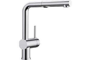 ‎BLANCO BLANCO LINUS-S Vario | Küchenarmatur in chrom | Hochdruck | Mit herausziehbarem Schlauch | Wechsel von Klarstrahl in Brausestrahl | Rückflussverhinderer | wassersparend | [11x26,7x28,7 cm]