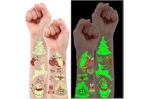 Leesgel Weihnachten Tattoo Kinder, Leuchtende Weihnachts Kinder Tattoo Kindertattoos, Weihnachtsaufkleber Weihnachtsdeko Kinder Weihnachtsstrumpffüller Weihnachtsgeschenke Nikolaus Geschenke Kinder