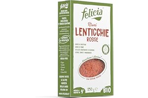 Felicia, Risoni di Lenticchie Rosse, Pasta Biologica Ricca di Proteine, di Fibre e Sali Minerali, Alto Contenuto di Fosforo, Ferro e Zinco, Vegan, Confezione da 250 g