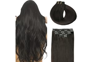 SURNEL Extensiones De Clip De Pelo Natural 120g 50cm 6 Piezas Negro Natural Remy Humano Real (C#1B-50cm)